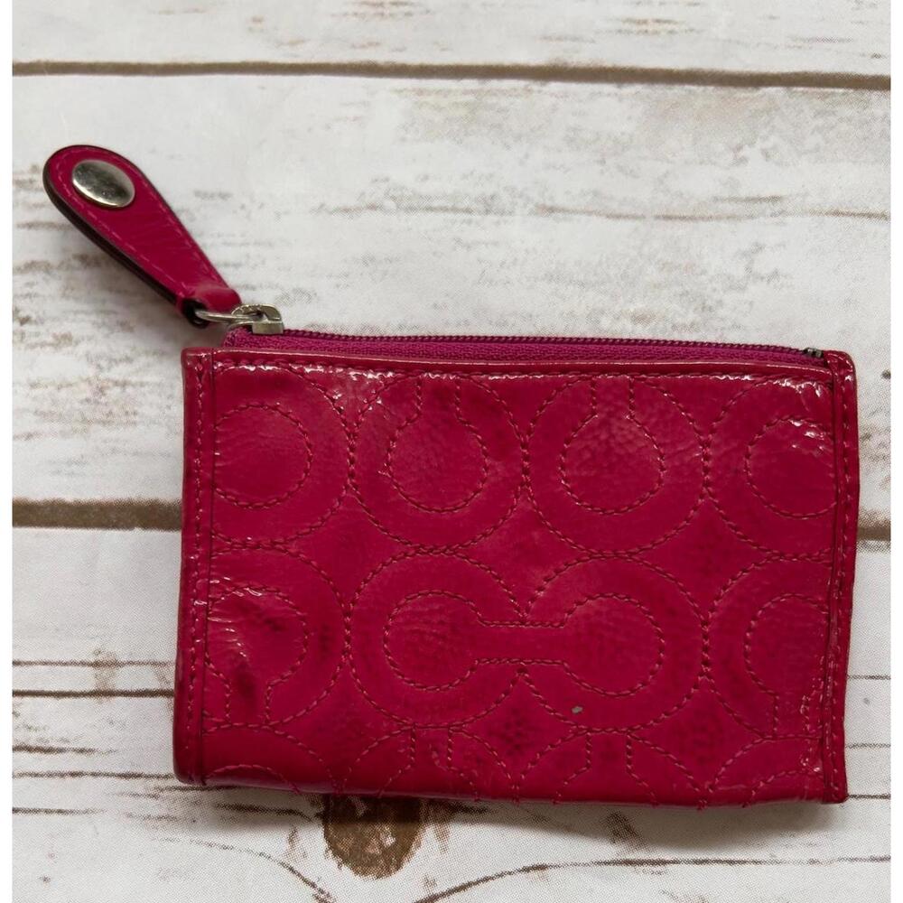Coach Pink Leather Logo Wallet - Picture 3 of 7